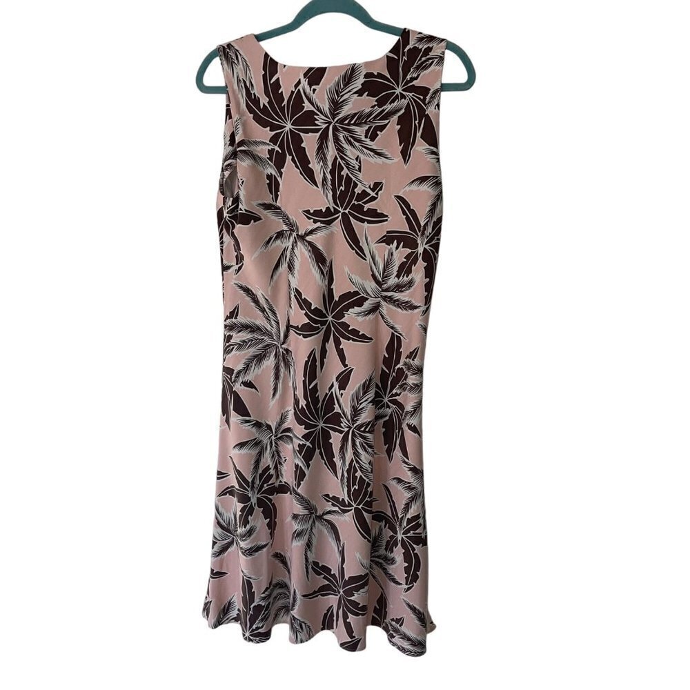 Hilo Hattie Womens Dress Size Large Pink Brown Floral Pure Silk Palm Tree